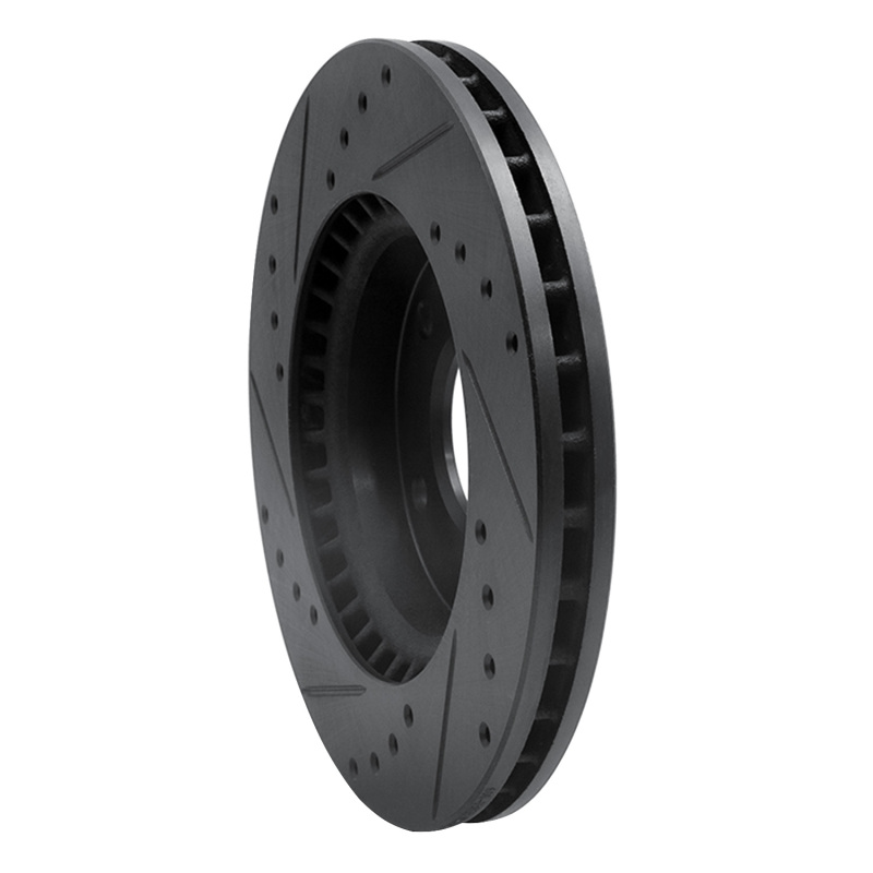 Hyundai Elantra Brake Rotor (1) - Front Right - R1 Concepts - Drilled & Slotted - Black - `07-`10